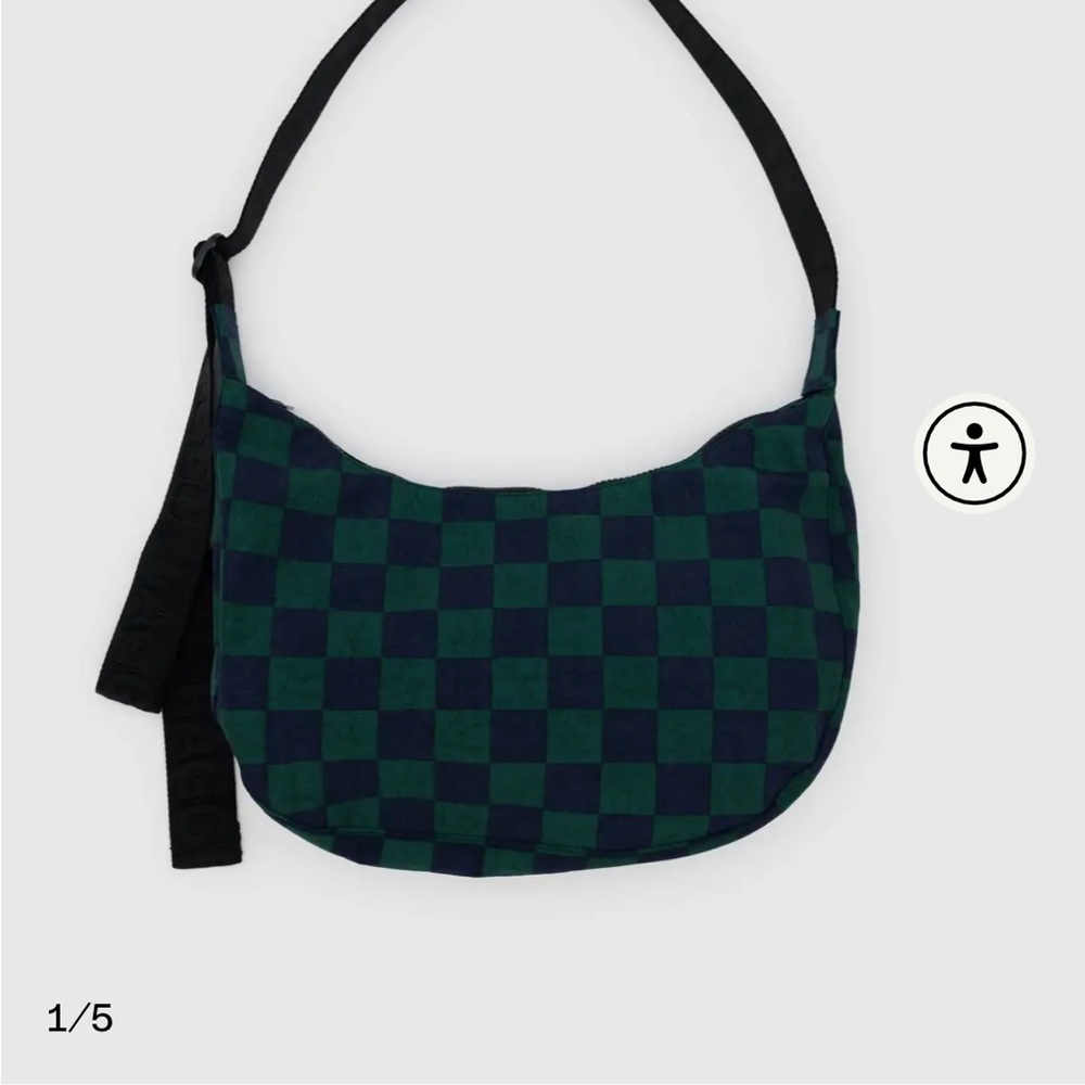 BAGGU Medium Crescent Checkered Crossbody Bag